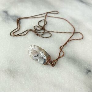 Handmade | Electroformed Copper Black & White Geode Pendant Chain Necklace Agate